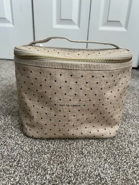 Kate Spade 'Out To Lunch' Polka Dot Canvas Lunch Bag - Beige/Black